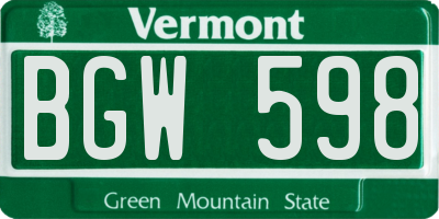 VT license plate BGW598