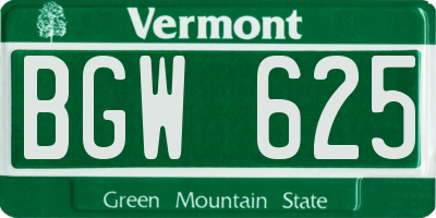 VT license plate BGW625