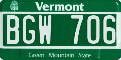 VT license plate BGW706