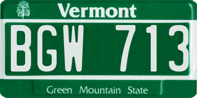 VT license plate BGW713