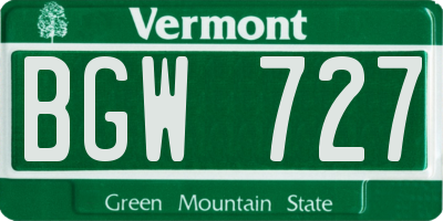 VT license plate BGW727