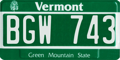 VT license plate BGW743