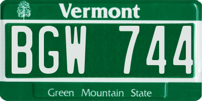 VT license plate BGW744