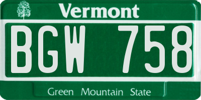 VT license plate BGW758