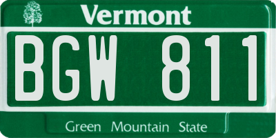 VT license plate BGW811