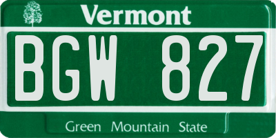 VT license plate BGW827