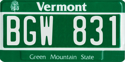 VT license plate BGW831