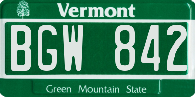 VT license plate BGW842