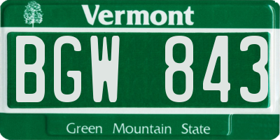 VT license plate BGW843