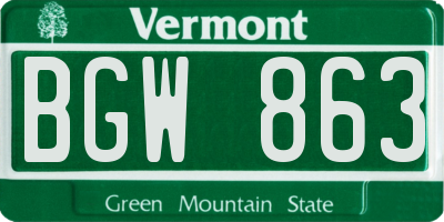 VT license plate BGW863