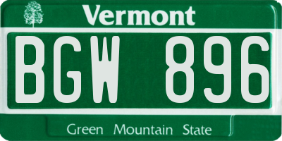 VT license plate BGW896