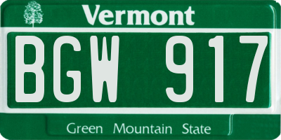 VT license plate BGW917