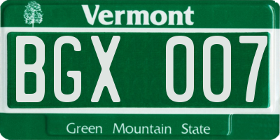 VT license plate BGX007