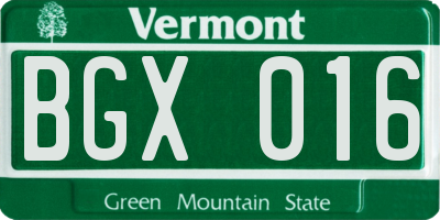 VT license plate BGX016