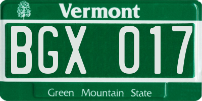 VT license plate BGX017