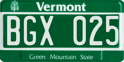 VT license plate BGX025