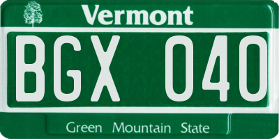 VT license plate BGX040