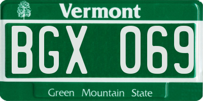 VT license plate BGX069
