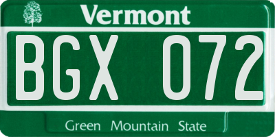 VT license plate BGX072