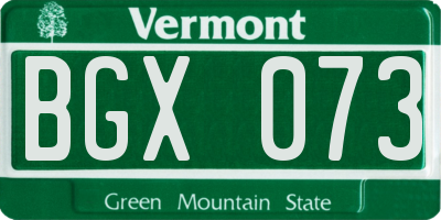 VT license plate BGX073