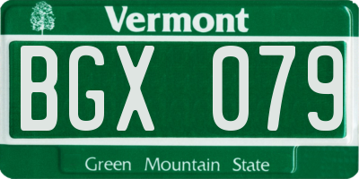 VT license plate BGX079