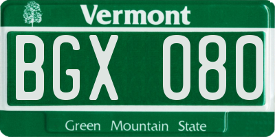VT license plate BGX080