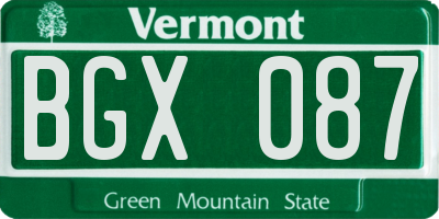 VT license plate BGX087