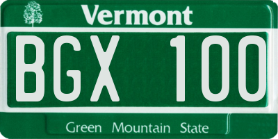VT license plate BGX100