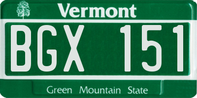 VT license plate BGX151