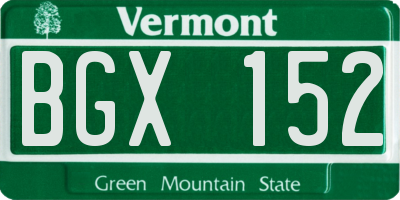 VT license plate BGX152
