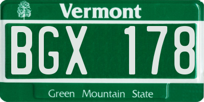 VT license plate BGX178