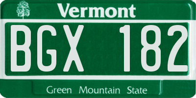 VT license plate BGX182