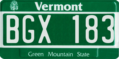 VT license plate BGX183