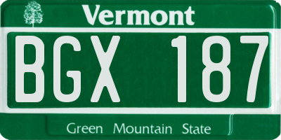 VT license plate BGX187