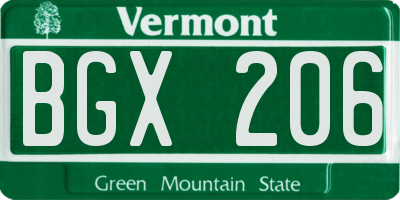 VT license plate BGX206