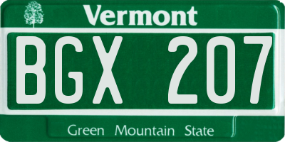 VT license plate BGX207