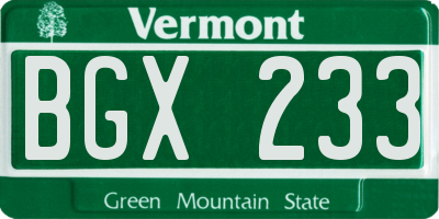 VT license plate BGX233