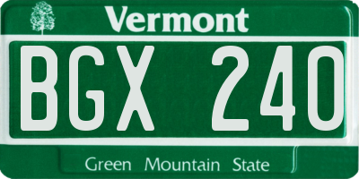 VT license plate BGX240