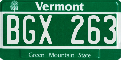 VT license plate BGX263