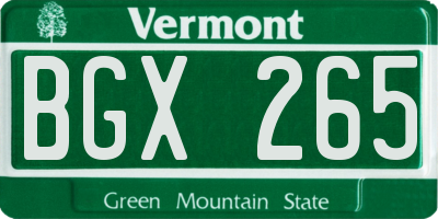 VT license plate BGX265