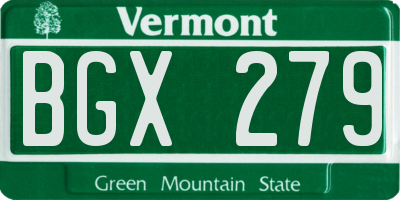 VT license plate BGX279