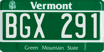 VT license plate BGX291