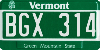 VT license plate BGX314
