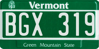 VT license plate BGX319