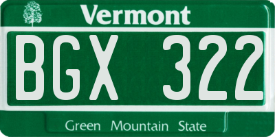VT license plate BGX322