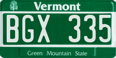 VT license plate BGX335