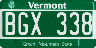 VT license plate BGX338
