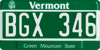VT license plate BGX346