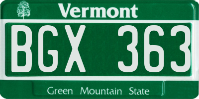 VT license plate BGX363