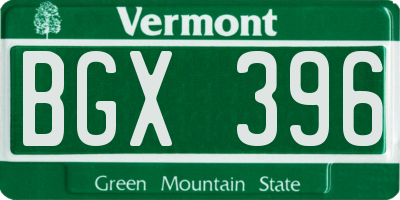 VT license plate BGX396